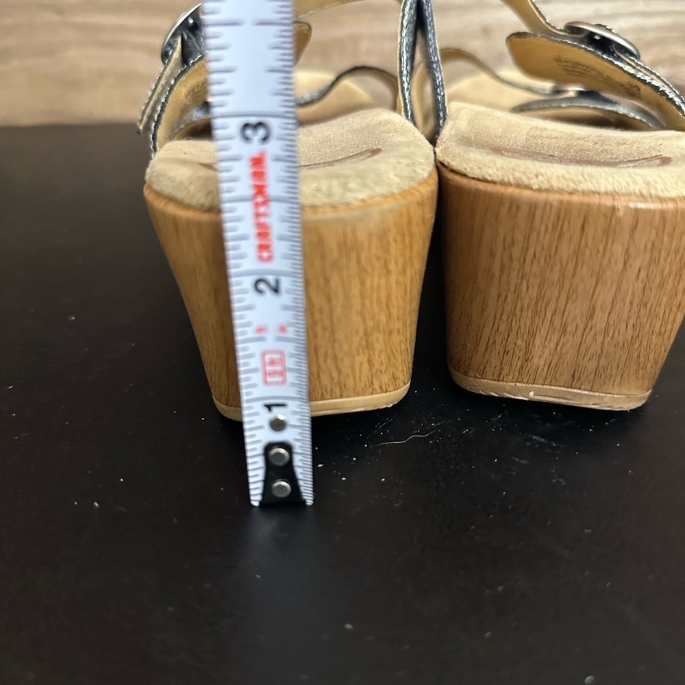 Dankso Shoes Womens 8.5 EU‎ 39 Iridescent Blue Leather Double Strap Clog Sandals - Picture 4 of 12